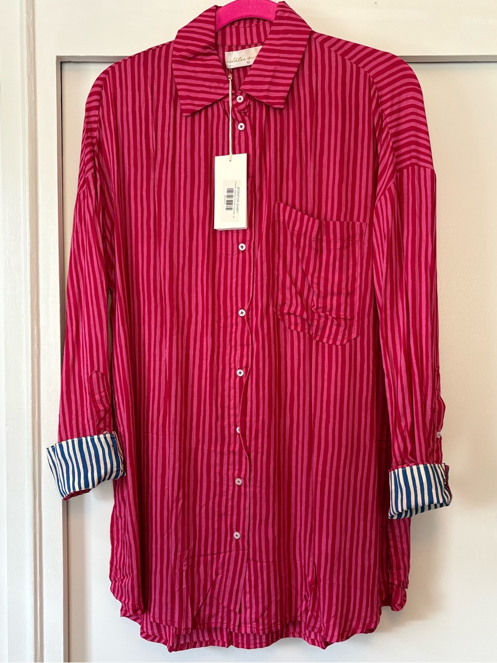 Natalie Martin Fuchsia and Magenta Striped Button Shirt